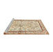 Sideview of Machine Washable Traditional Khaki Gold Rug, wshtr4648