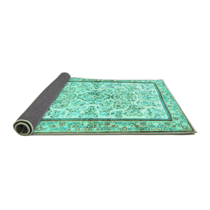Sideview of Persian Turquoise Traditional Rug, tr4648turq
