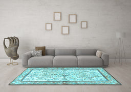 Machine Washable Persian Light Blue Traditional Rug in a Living Room, wshtr4648lblu