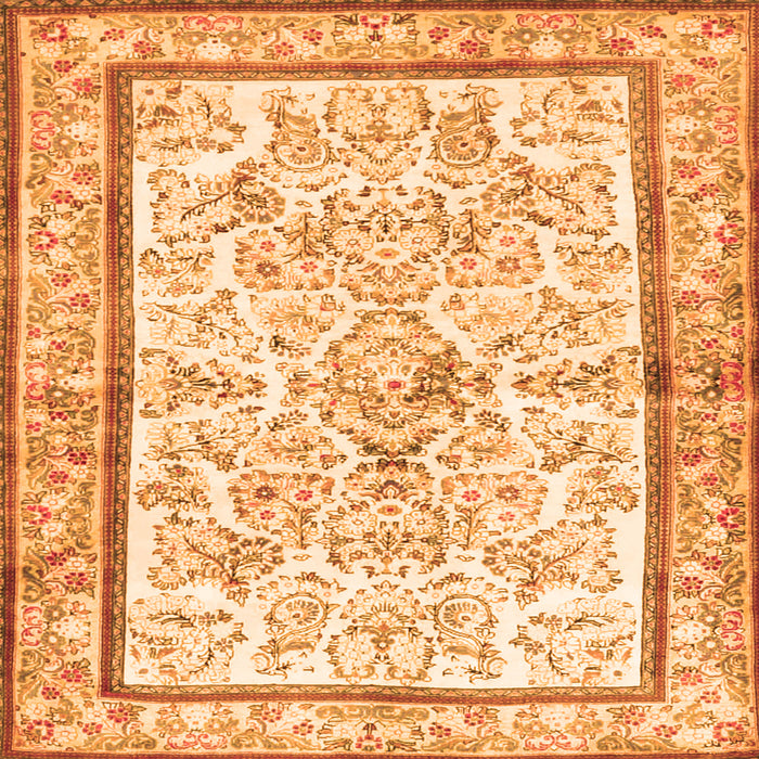 Round Machine Washable Persian Orange Traditional Area Rugs, wshtr4648org