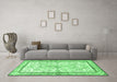 Machine Washable Persian Emerald Green Traditional Area Rugs in a Living Room,, wshtr4648emgrn