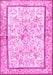 Machine Washable Persian Pink Traditional Rug, wshtr4648pnk