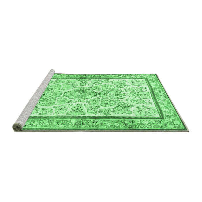 Sideview of Machine Washable Persian Emerald Green Traditional Area Rugs, wshtr4648emgrn