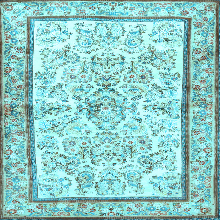 Square Machine Washable Persian Light Blue Traditional Rug, wshtr4648lblu