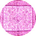 Round Persian Pink Traditional Rug, tr4648pnk