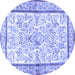 Round Persian Blue Traditional Rug, tr4648blu