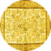 Round Persian Yellow Traditional Rug, tr4648yw