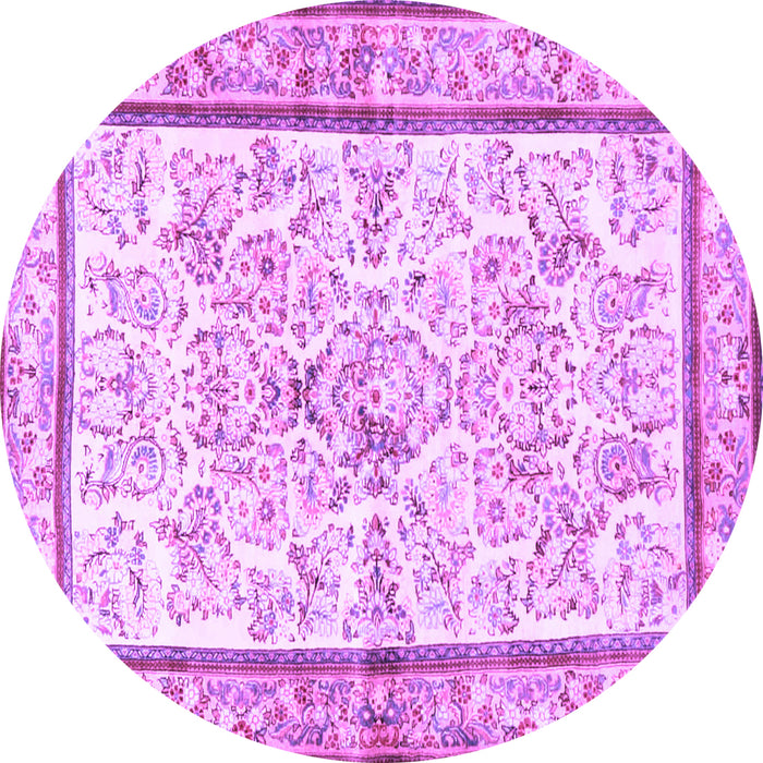 Round Persian Purple Traditional Rug, tr4648pur