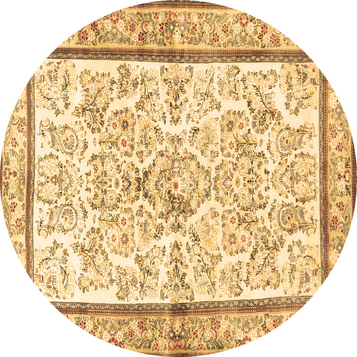 Round Machine Washable Persian Brown Traditional Rug, wshtr4648brn