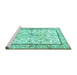 Sideview of Machine Washable Persian Turquoise Traditional Area Rugs, wshtr4648turq