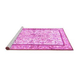 Sideview of Machine Washable Persian Pink Traditional Rug, wshtr4648pnk