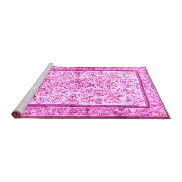 Sideview of Machine Washable Persian Pink Traditional Rug, wshtr4648pnk
