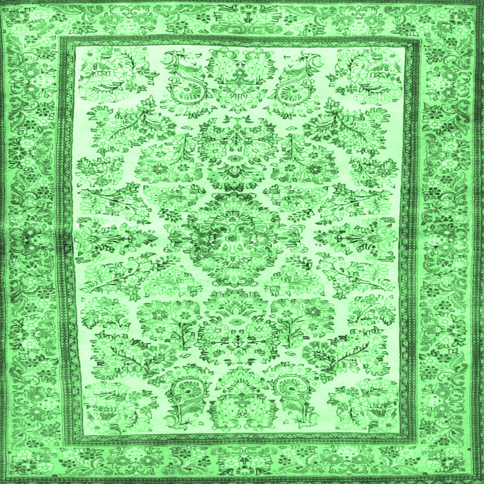 Square Persian Emerald Green Traditional Rug, tr4648emgrn