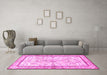 Machine Washable Persian Pink Traditional Rug in a Living Room, wshtr4648pnk