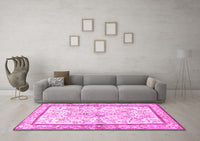 Machine Washable Persian Pink Traditional Rug, wshtr4648pnk