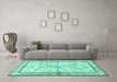 Machine Washable Persian Turquoise Traditional Area Rugs in a Living Room,, wshtr4648turq