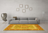 Machine Washable Persian Yellow Traditional Rug, wshtr4649yw