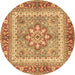 Round Persian Brown Traditional Rug, tr4649brn