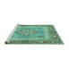 Sideview of Machine Washable Persian Turquoise Traditional Area Rugs, wshtr4649turq