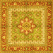 Square Machine Washable Persian Yellow Traditional Rug, wshtr4649yw