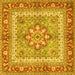 Square Persian Yellow Traditional Rug, tr4649yw