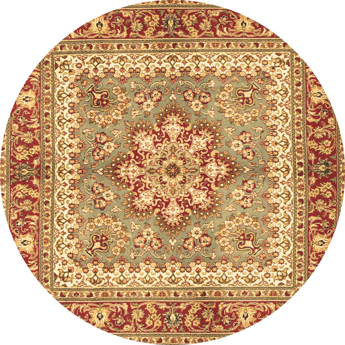 Round Machine Washable Persian Brown Traditional Rug, wshtr4649brn
