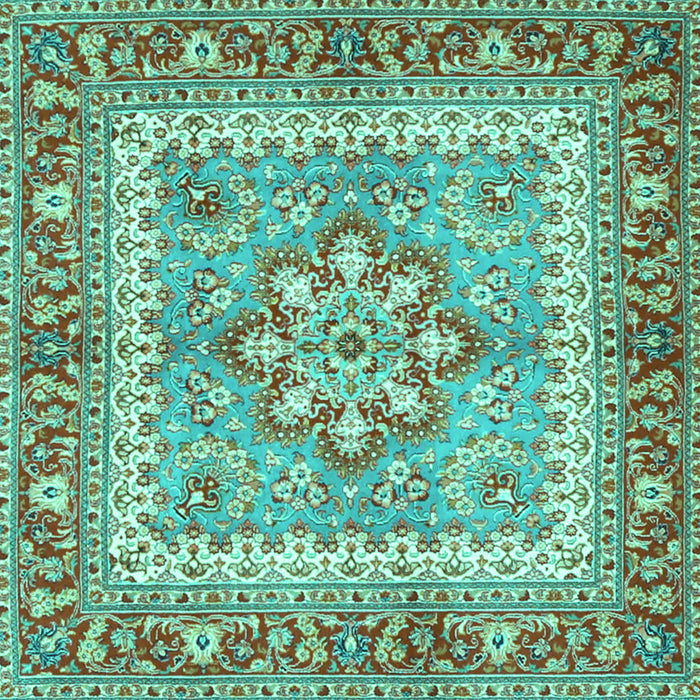 Square Persian Turquoise Traditional Rug, tr4649turq