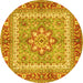 Round Machine Washable Persian Yellow Traditional Rug, wshtr4649yw