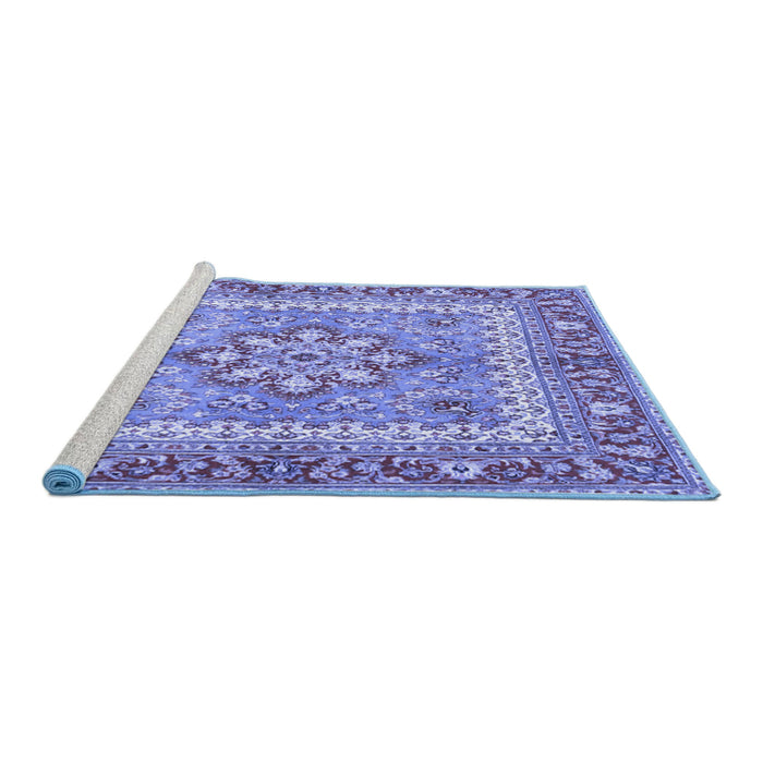 Sideview of Machine Washable Persian Blue Traditional Rug, wshtr4649blu