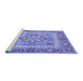 Sideview of Machine Washable Persian Blue Traditional Rug, wshtr4649blu