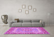 Machine Washable Persian Purple Traditional Area Rugs in a Living Room, wshtr4649pur