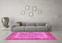 Machine Washable Persian Pink Traditional Rug, wshtr4649pnk