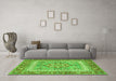 Machine Washable Persian Green Traditional Area Rugs in a Living Room,, wshtr4649grn