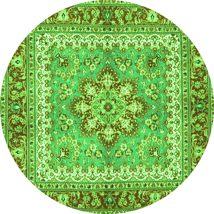 Square Persian Green Traditional Rug, tr4649grn
