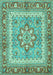 Machine Washable Persian Turquoise Traditional Area Rugs, wshtr4649turq