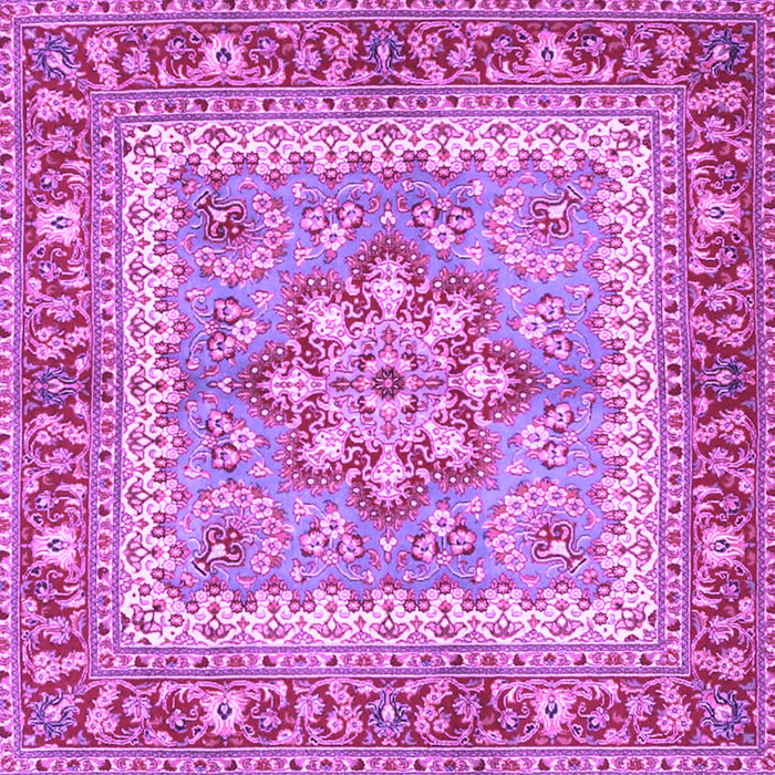 Square Machine Washable Persian Purple Traditional Area Rugs, wshtr4649pur