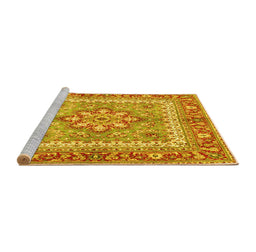 Sideview of Machine Washable Persian Yellow Traditional Rug, wshtr4649yw