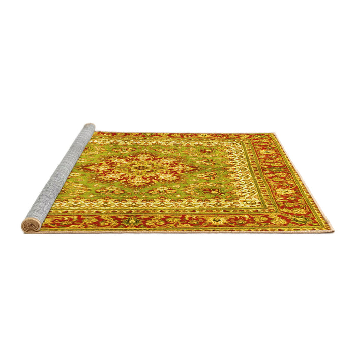 Sideview of Machine Washable Persian Yellow Traditional Rug, wshtr4649yw