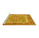 Sideview of Machine Washable Persian Yellow Traditional Rug, wshtr4649yw