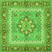 Round Machine Washable Persian Green Traditional Area Rugs, wshtr4649grn