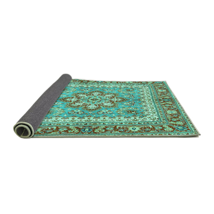 Sideview of Persian Turquoise Traditional Rug, tr4649turq