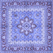 Square Machine Washable Persian Blue Traditional Rug, wshtr4649blu