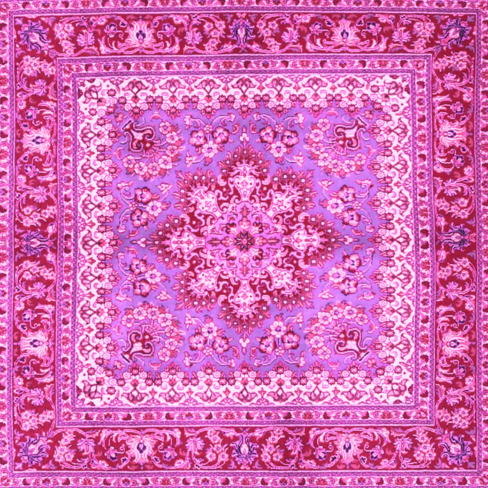 Square Machine Washable Persian Pink Traditional Rug, wshtr4649pnk