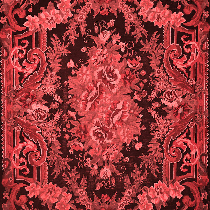 Machine Washable Medallion Red French Rug, wshtr464red
