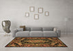 Machine Washable Medallion Brown French Rug in a Living Room,, wshtr464brn