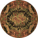 Round Medallion Brown French Rug, tr464brn