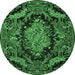 Round Medallion Emerald Green French Rug, tr464emgrn