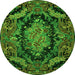 Machine Washable Medallion Green French Area Rugs, wshtr464grn