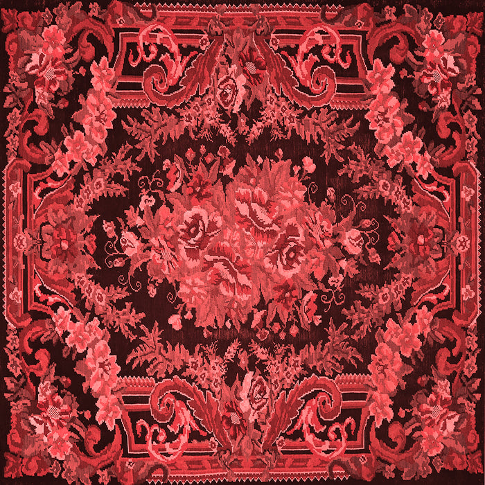 Machine Washable Medallion Red French Rug, wshtr464red