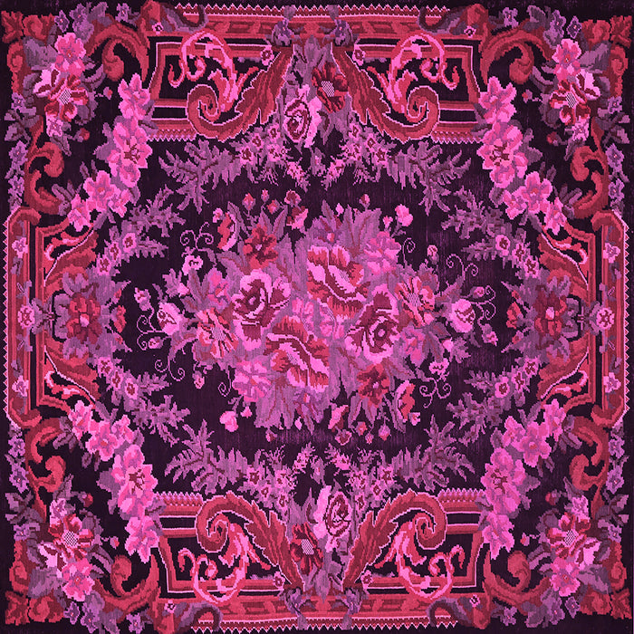 Square Machine Washable Medallion Pink French Rug, wshtr464pnk